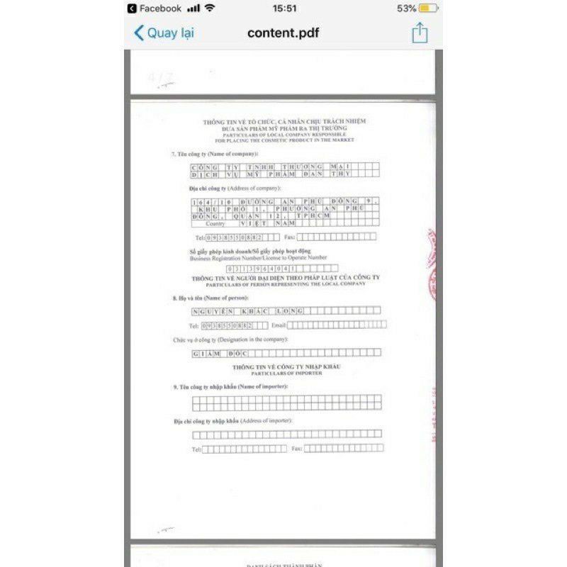 Sữa rửa mặt tầng sâu Đan thy hàng công ty