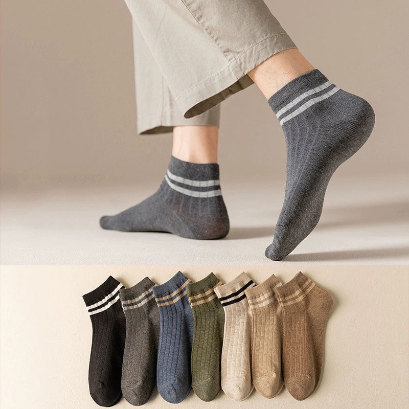 Prowow❤Đôi Vớ Thuyền Thoáng Khí Thấm Hút Mồ Hôi Màu Sắc Thời Trang Cho Nam