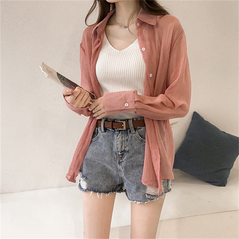 Áo Khoác Cardigan Chống Nắng Chất Liệu Chiffon Mỏng Dáng Rộng Thời Trang Mùa Hè