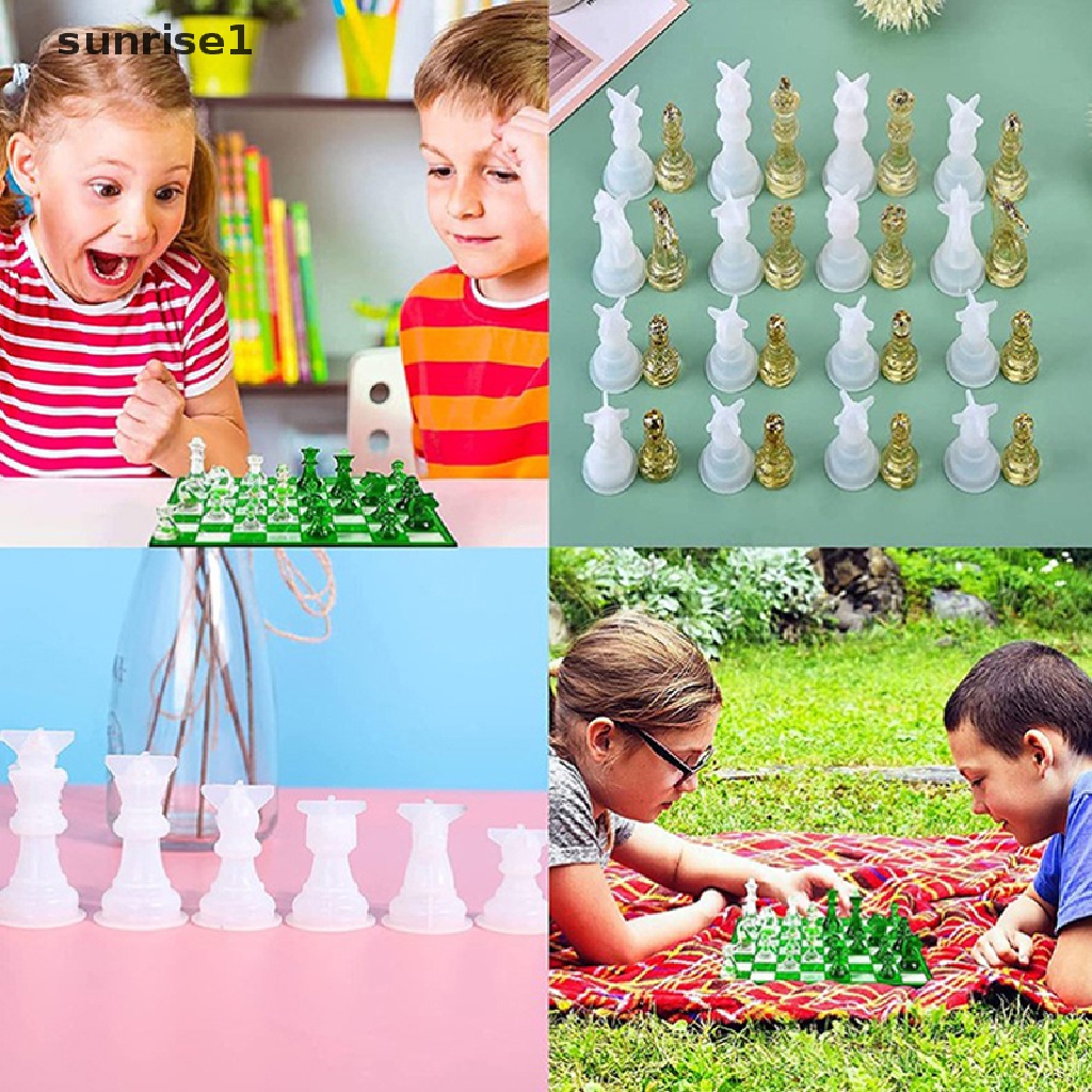 Sunrise1 Khuôn Silicone Hình Quân Cờ Vua 3D Làm Đồ Thủ Công DIY