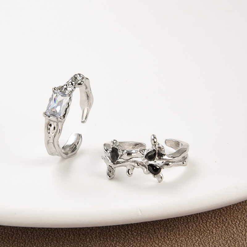 Nhẫn Hở Đính Đá Màu Sắc Đơn Giản Phong Cách Punk Hip Hop Cho Nam Và Nữ