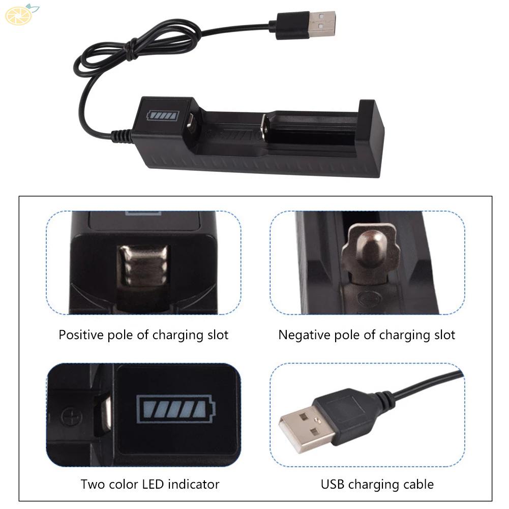 【VARSTR】Battery Charger Single 1pc ABS Anti-battery For 16340 14500 26650 3.7V