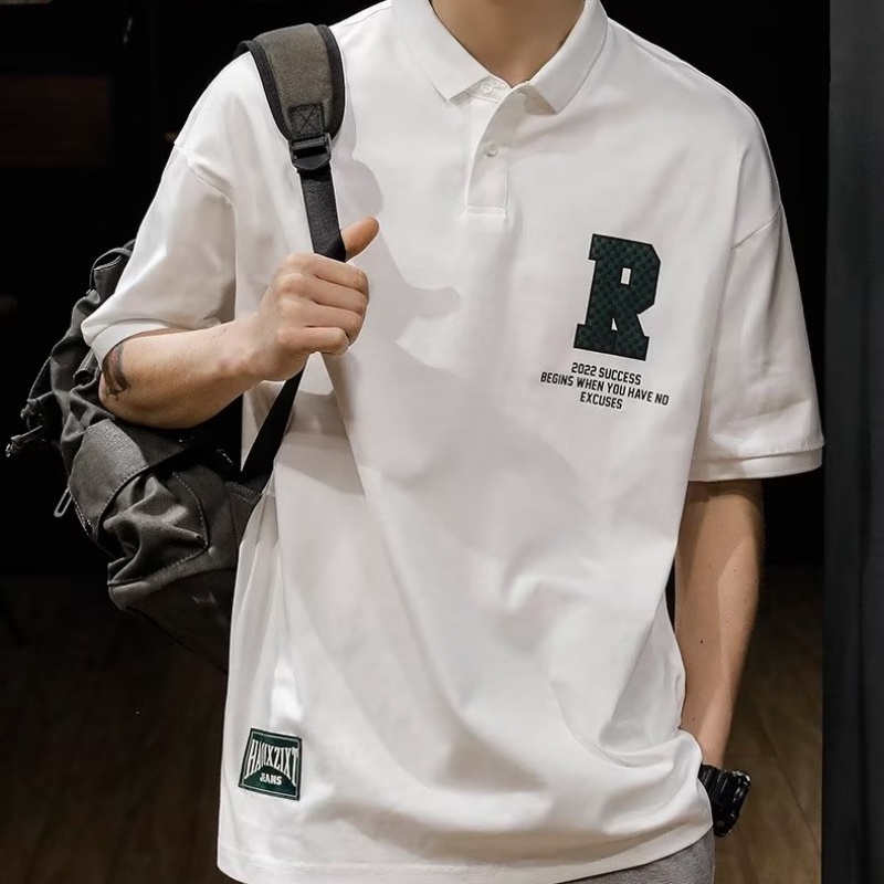 Áo Thun Polo Tay Ngắn In Chữ Thời Trang Phong Cách Hàn Quốc Cho Nam Size M-2XL