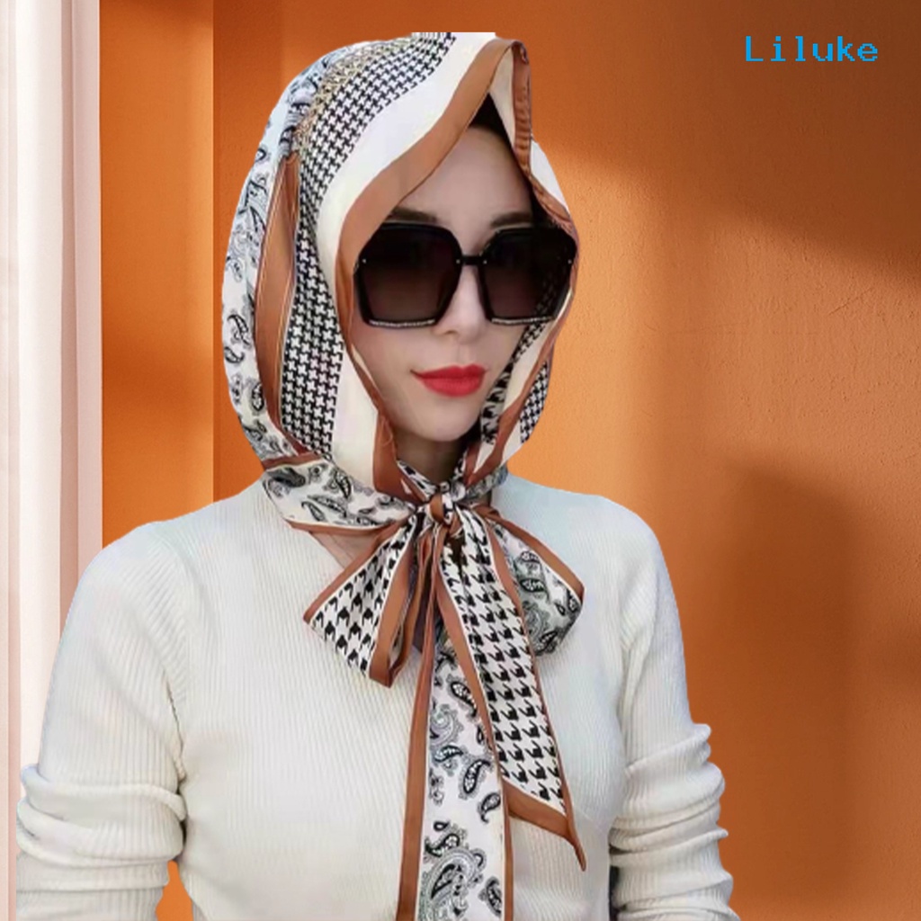 Khăn Turban Lụa In Họa Tiết Hai Mặt Dùng Hóa Trang