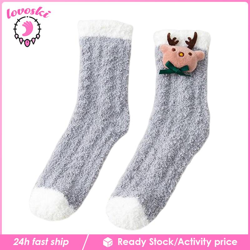 [Lovoski] Vớ Lông Cừu Cổ Thuyền Thoải Mái Giữ Ấm Mùa Đông Mang Hàng Ngày Cho Nữ