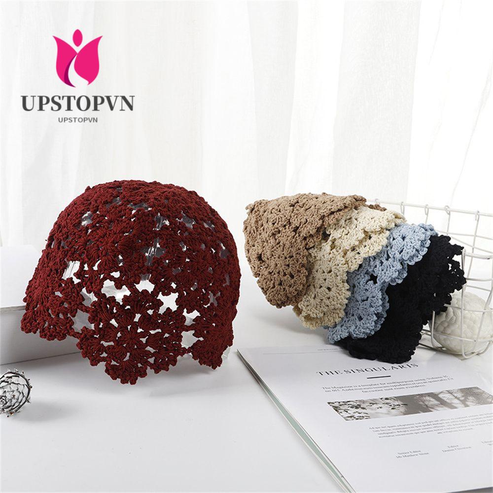 Mũ Beanie Dệt Kim Đính Hoa Thời Trang Cho Nữ