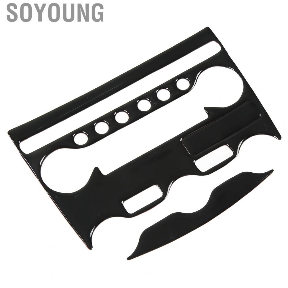 Soyoung AC Switch Control Panel Trim  Precise Fit Soft Plastic Center Console Air Conditioning Frame Piano Black for 370Z Z34 2009 To Present LHD Car