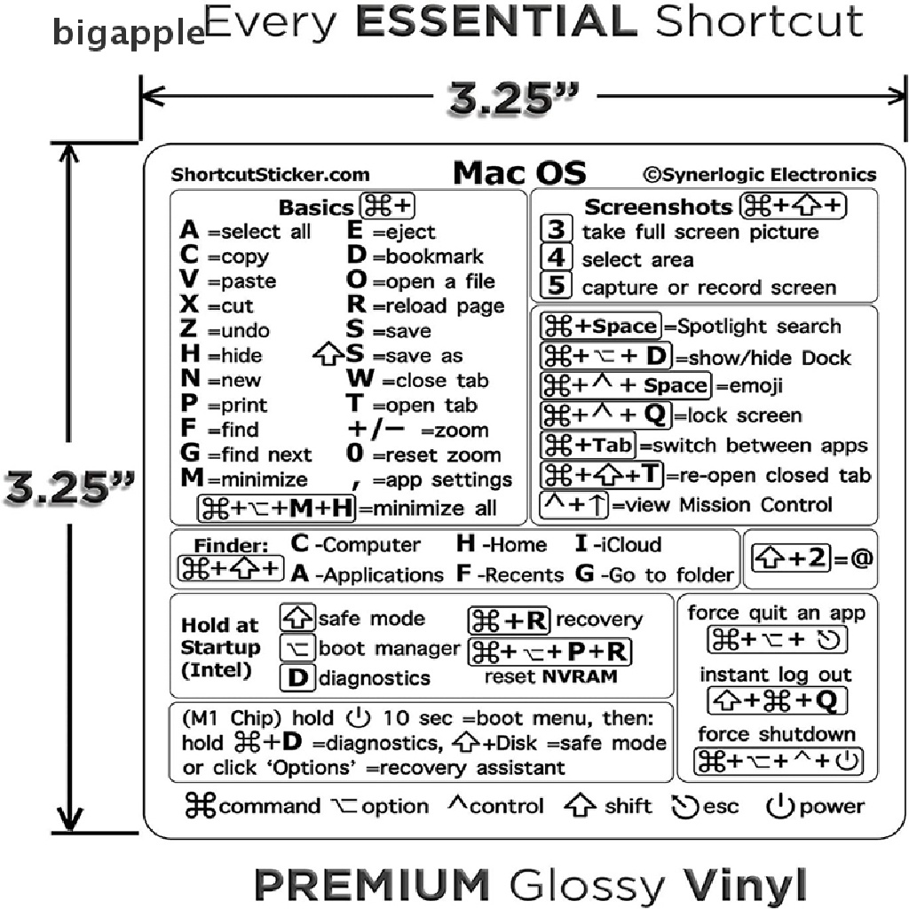 Bigapple Sticker Dán Bàn Phím Tắt Tự Dính Cho PC Laptop Máy Tính Để Bàn RDG