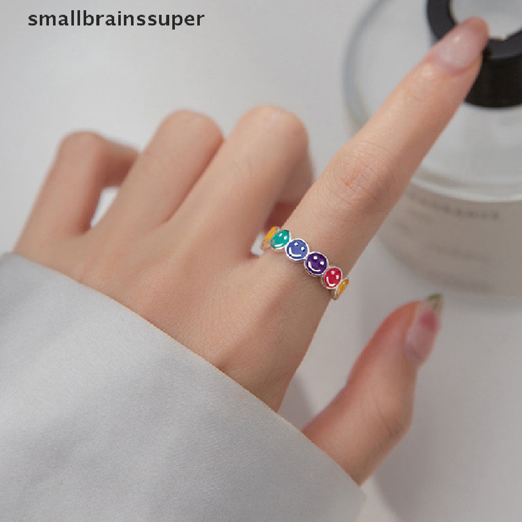 Smallbrainssuper Nhẫn Hình Mặt Cười Nhiều Màu Sắc Có Thể Điều Chỉnh Kích Thước Phong Cách Retro Hợp Thời Trang Làm Quà Tặng Cho