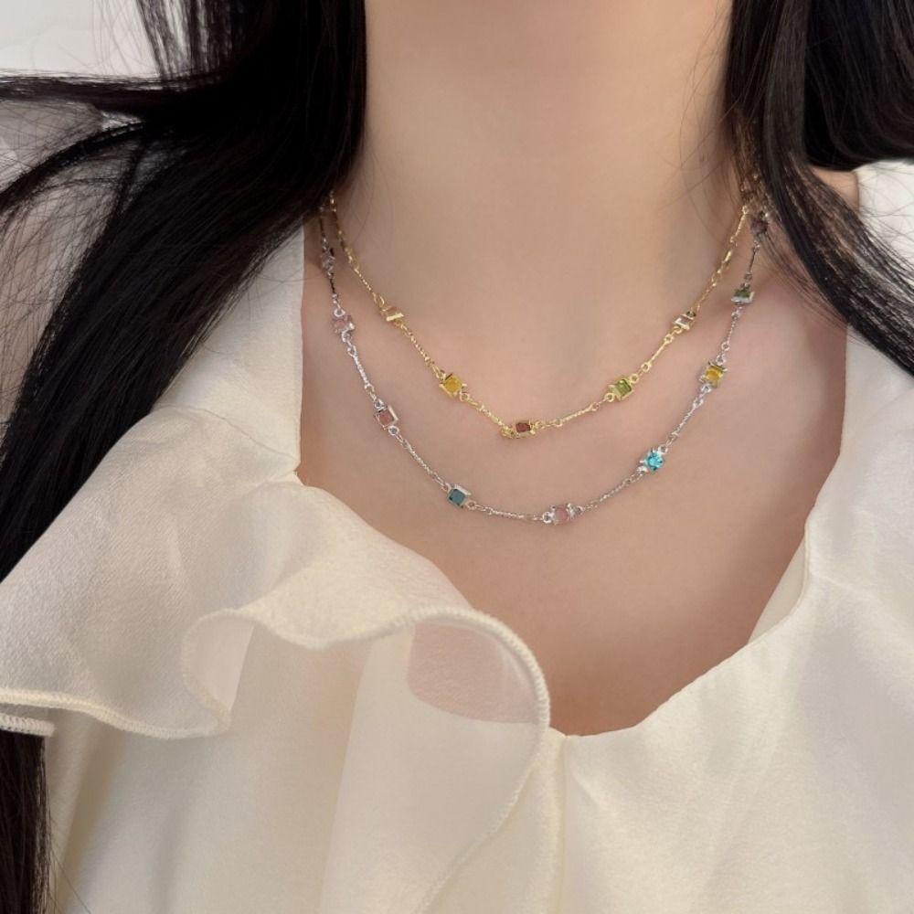 BACK2LIFE Vòng cổ Đính Đá Lấp Lánh Phong Cách Retro Hàn Quốc