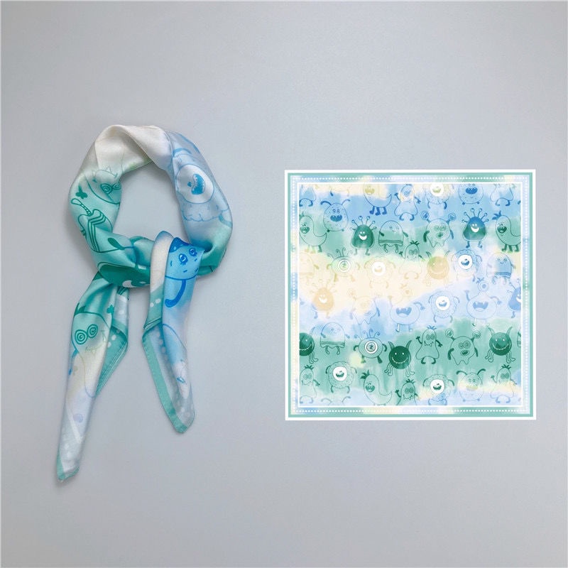 Set 50 Khăn Quàng Cổ Hình Vuông Ngắn Bằng Lụa Thiết Kế Đơn Giản