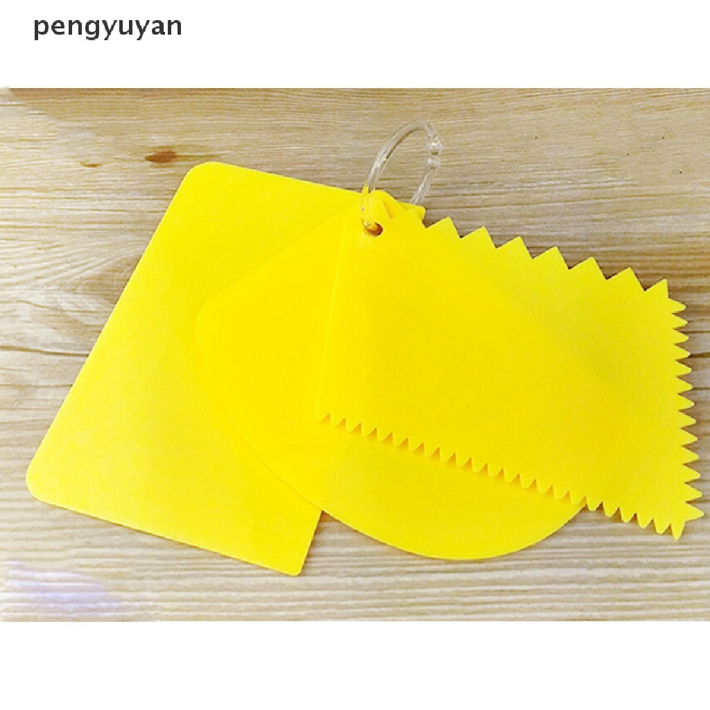 [pengyuyan] Set 3 Dụng Cụ Cạo Tạo Hình Trang Trí Bánh Kem Bằng Nhựa Trơn Mịn [Mới]