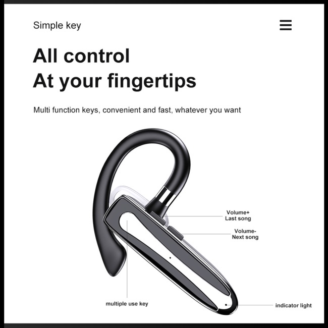 Tai Nghe Zevaret Yyk-530 Bluetooth 5.1 Móc Vành Tai Chống Ồn (530-1)