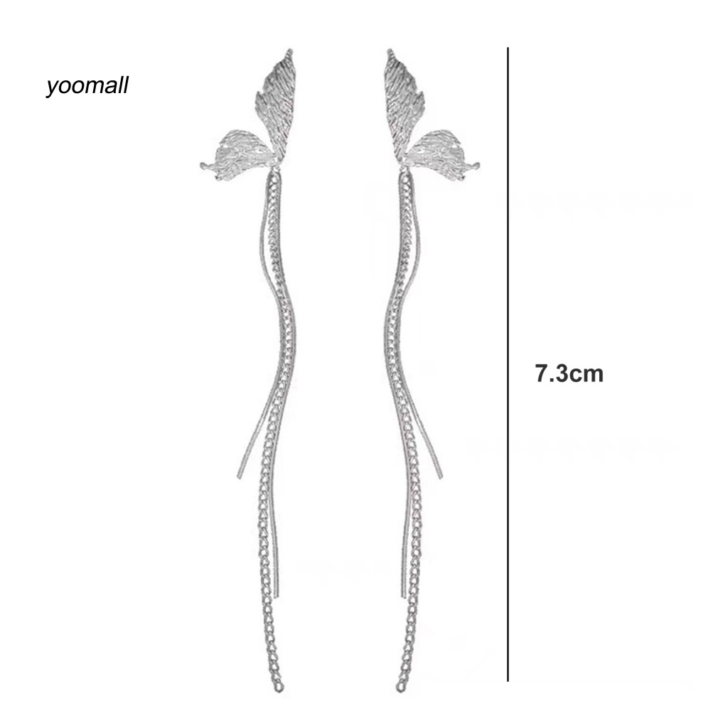 1 Đôi Bông Tai Dáng Dài Hình Bướm Đính Đá Thời Trang Công Sở