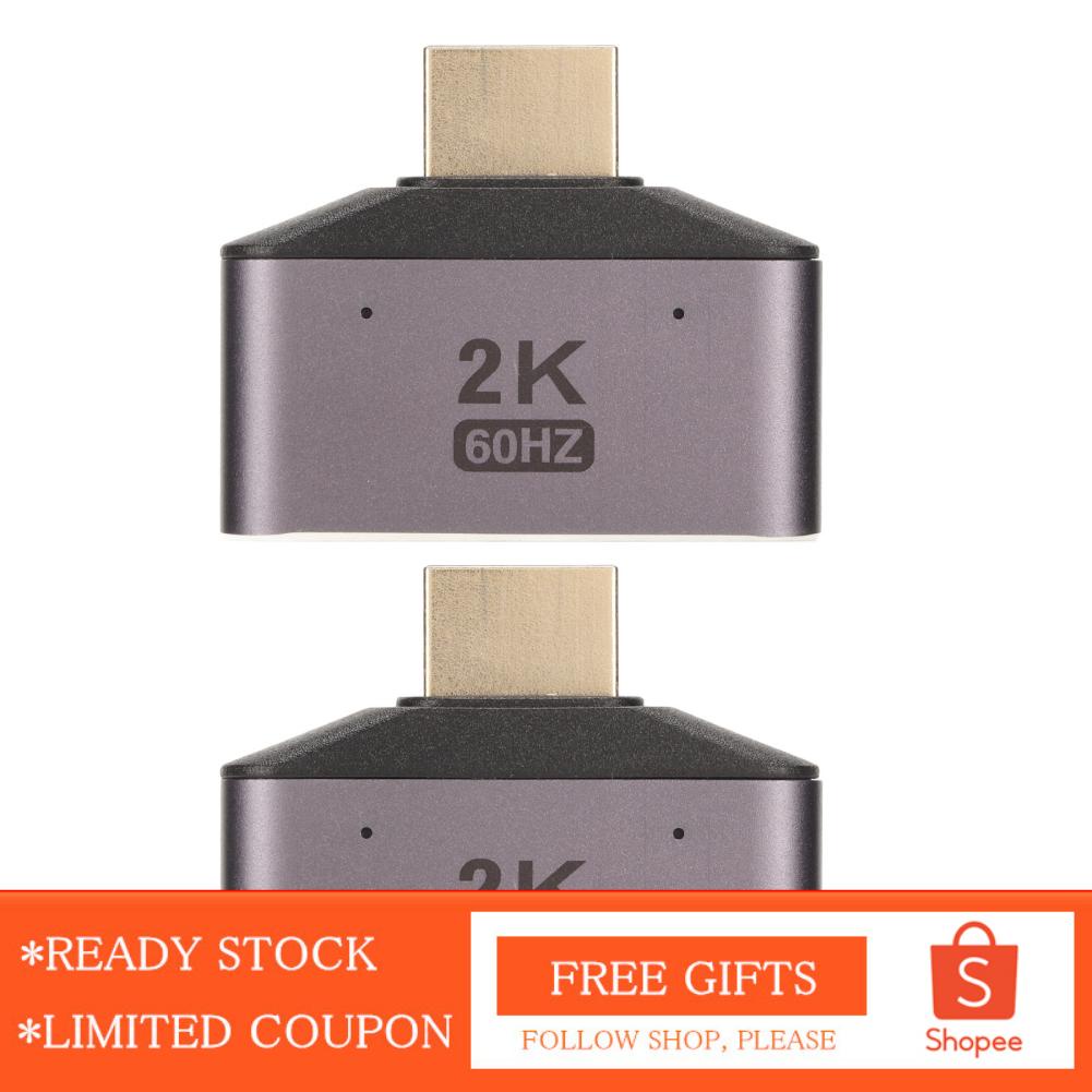 Alwaysonline HD Multimedia Interface Male To Dual Female Adapter  Indicator Light Design 1 2 Video Splitter 2pcs Portable Gold Plated 2K 60Hz for Game Console PC
