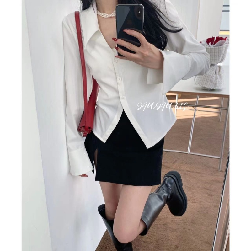 COZOKC Áo Sơ Mi Dài Tay Cổ Chữ V Thời Trang Dành Cho Nữ