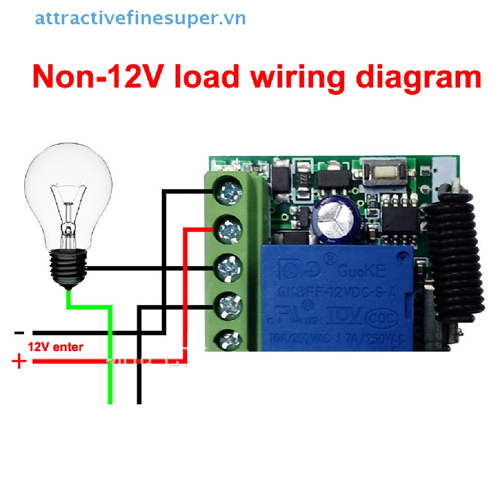 Remote Điều Khiển Không Dây AFS 433Mhz EV1527 2 bottons DC 12V 10A RF