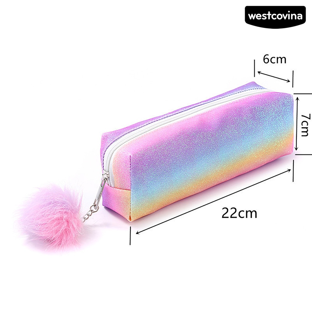 [COD] [COD]♪Bóp Viết Đa Năng Có Khóa Kéo Đính Bóng Lông Lấp Lánh