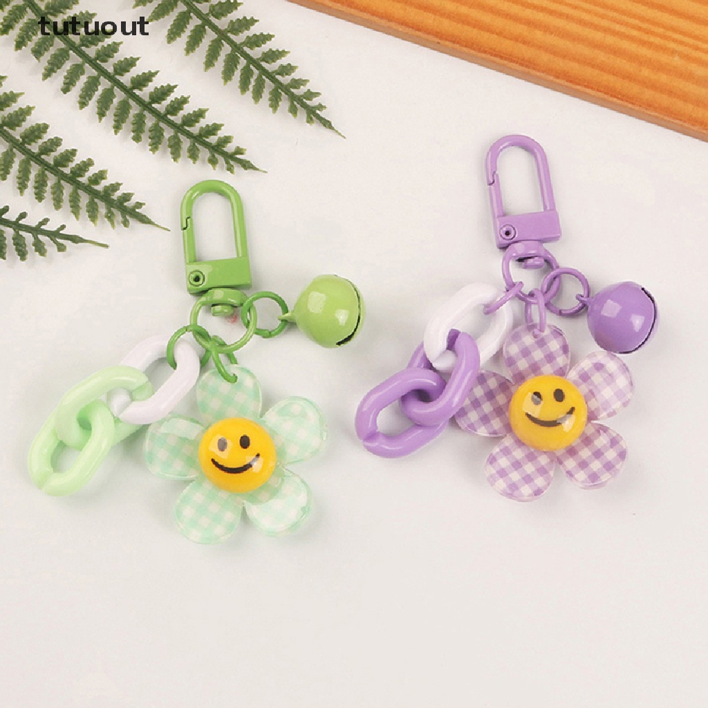 1 Móc Khóa Hình Bông Hoa Mặt Cười Nhiều Màu Dễ Thương
