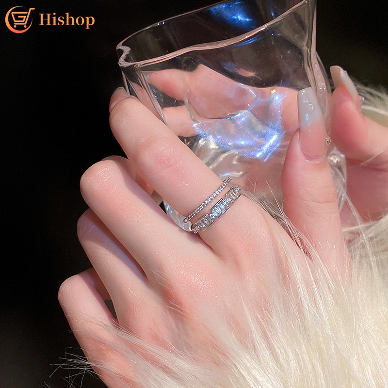 Nhẫn Bạc Đính Đá Zircon Lấp Lánh Phong Cách Hàn Quốc Cho Nữ