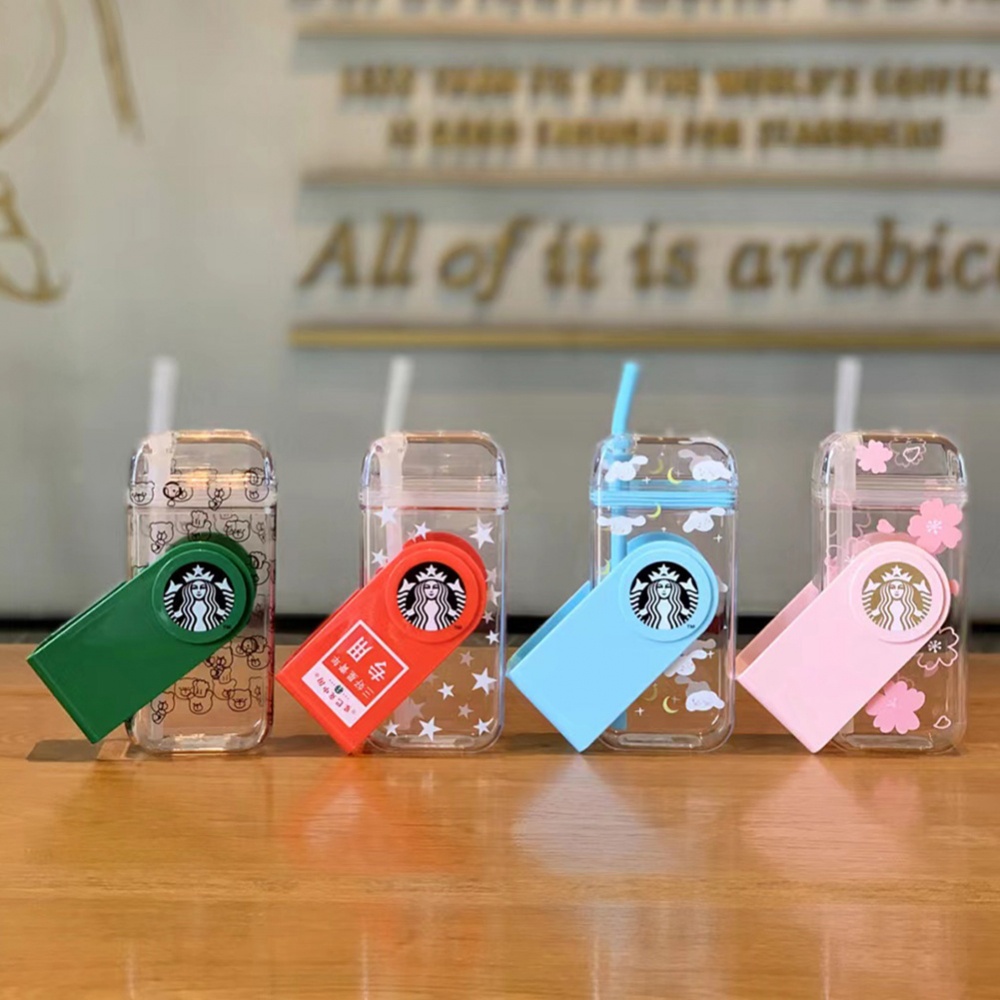 Cốc Uống Nước Starbucks 290ml Có Thể Tái Sử Dụng Kèm Ống Hút Và Nắp Đậy