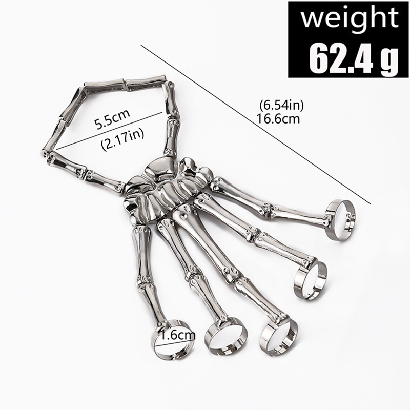 Vòng Tay Co Giãn Mặt Hình Bàn Tay Đầu Lâu Phong Cách Gothic Punk Halloween Cho Nữ