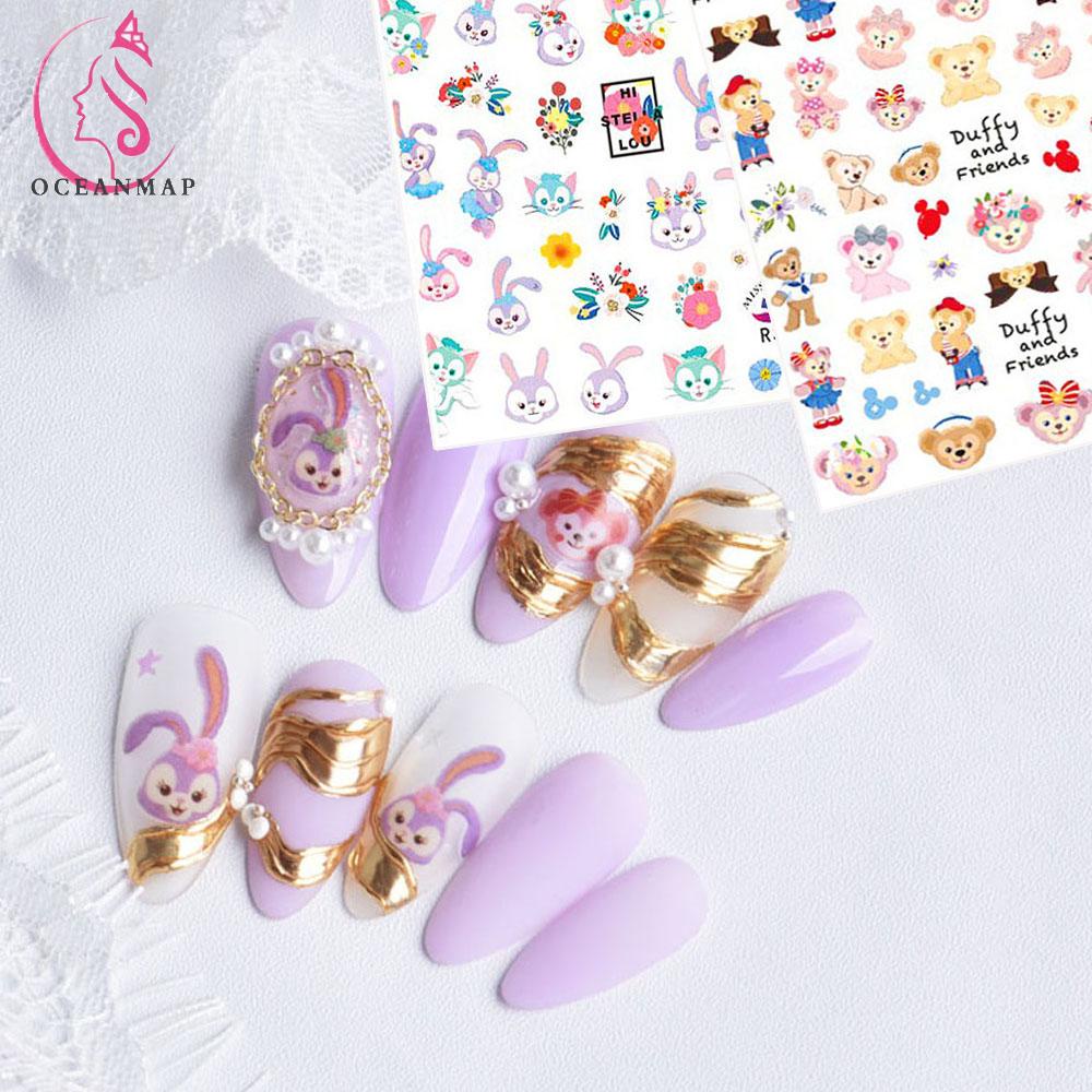 Miếng Dán Trang Trí Móng Tay Hình Gấu Hoạt Hình 3D Diy