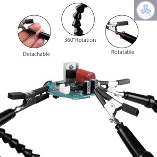 Helping Hands Soldering Third Hand PCB Tool with 3 Flexable Arms Rotatable Clips and Stable Desk Clamp Base for Soldering Assembly Repair Modeling DIY Black