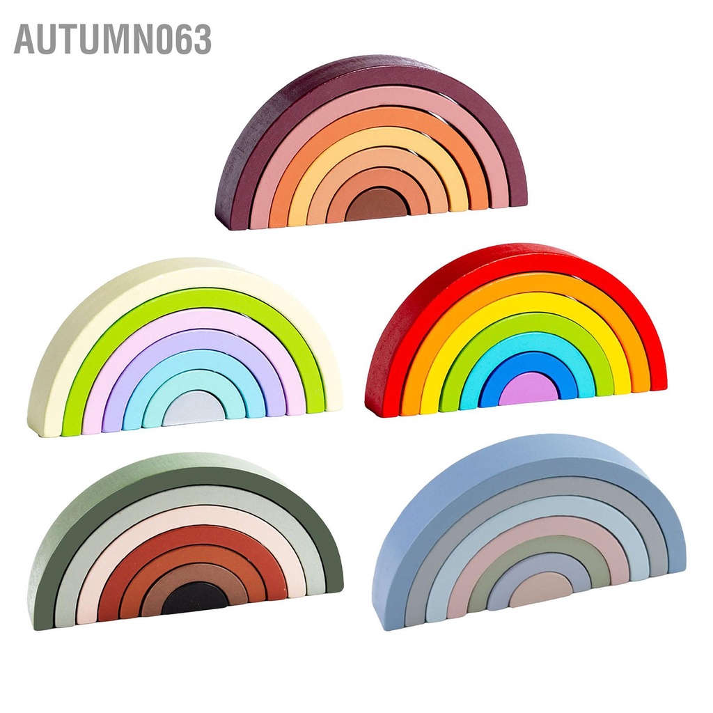 Autumn063 Đồ Chơi Xếp Hình Khối Bằng Gỗ Vòm Lớn Giáo Dục Đầy Màu Sắc Cho Trẻ Mới Biết Đi