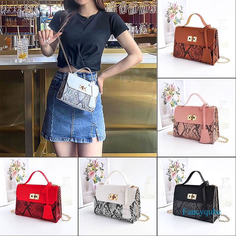 Túi Da Pu Đeo Chéo In Họa Tiết Da Rắn Sang Trọng Thanh Lịch Dành Cho Nữ