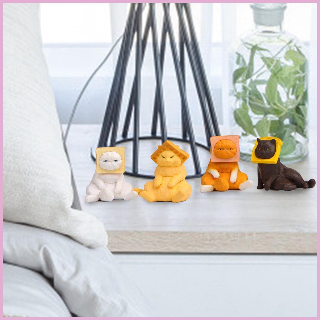 Set 4 Tượng Mèo Chubby Dễ Thương Dùng Để Trang Trí