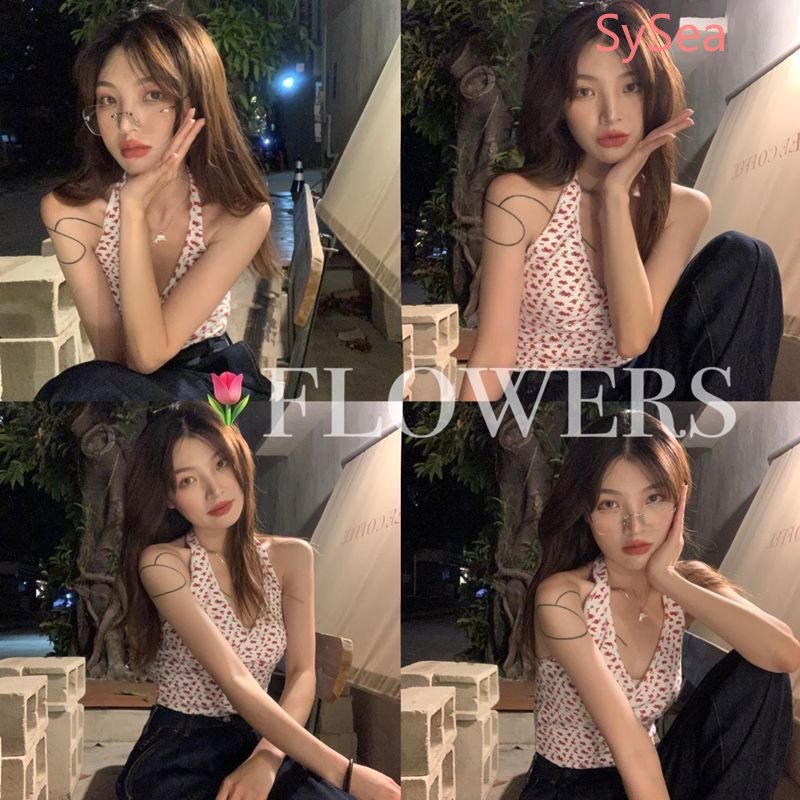 Áo Hai Dây Cổ Chữ V Họa Tiết Hoa Quyến Rũ Thời Trang Hè Cho Nữ