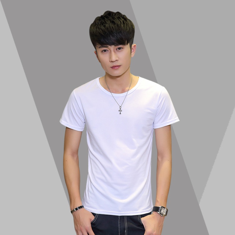 Áo Thun cotton Ngắn Tay Cổ Tròn Màu Trơn Thời Trang Mùa Hè Mới Cho Nam