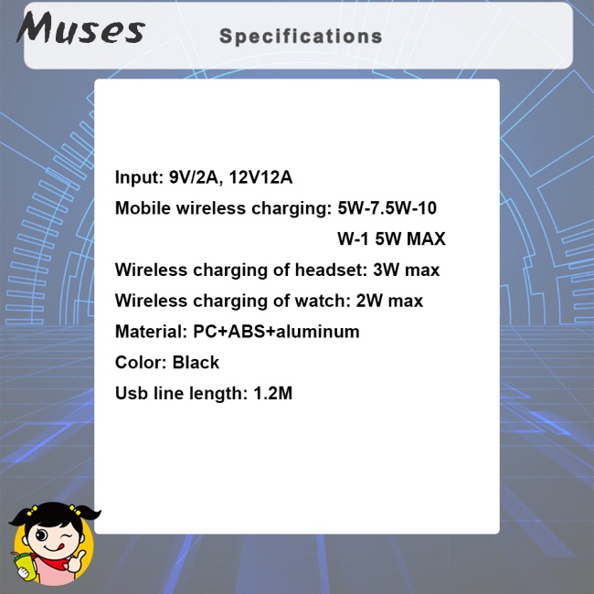 Đế Sạc Nhanh Không Dây Qi 4 Trong 1 15w Có Đèn Led Cho Điện Thoại Đồng Hồ