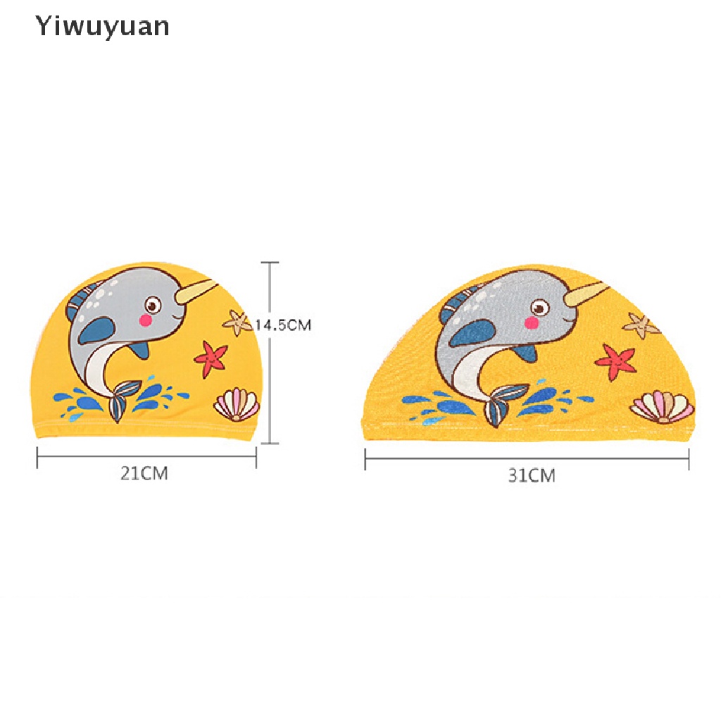 < Yiwuyuan > Mũ Bơi Co Giãn In Hình Hoạt Hình Dễ Thương Bảo Vệ Tai Cho Bé Giảm Giá