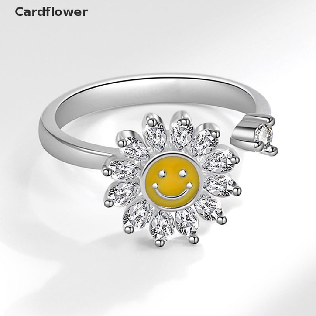 < Cardflower > Nhẫn Hở Hình Mặt Cười Thời Trang Có Thể Điều Chỉnh Cho Nữ