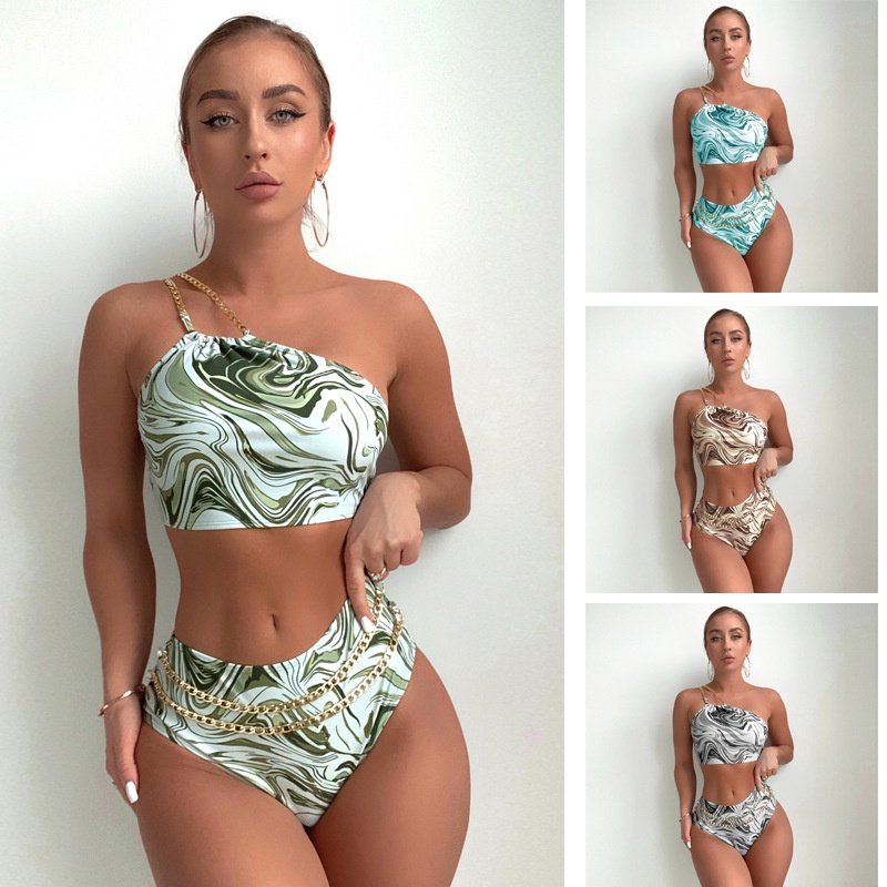 Bikini Một Mảnh Lưng Cao In Họa Tiết Phong Cách Âu Mỹ Gợi Cảm Cho Nữ