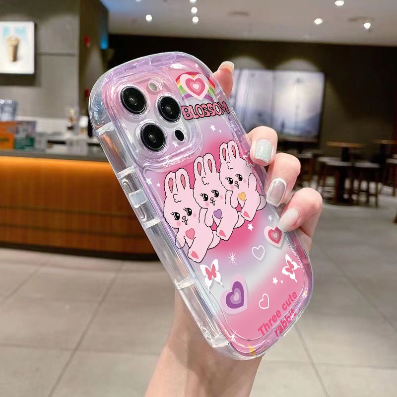✅Ốp Điện Thoại Dẻo Trong Suốt Họa Tiết Chú Thỏ Dễ Thương Chống Sốc Cho iPhone14 Love promax Xs12137xr Apple / 8p / 11 / 14
