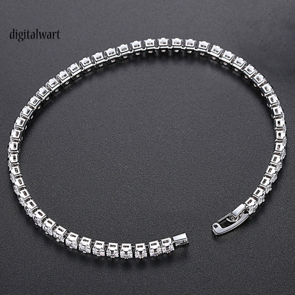 Kỹ Thuật Số| Vòng Tay Mạ Bạc Đính Đá Zircon Lấp Lánh Thời Trang Dự Tiệc Cho Nữ