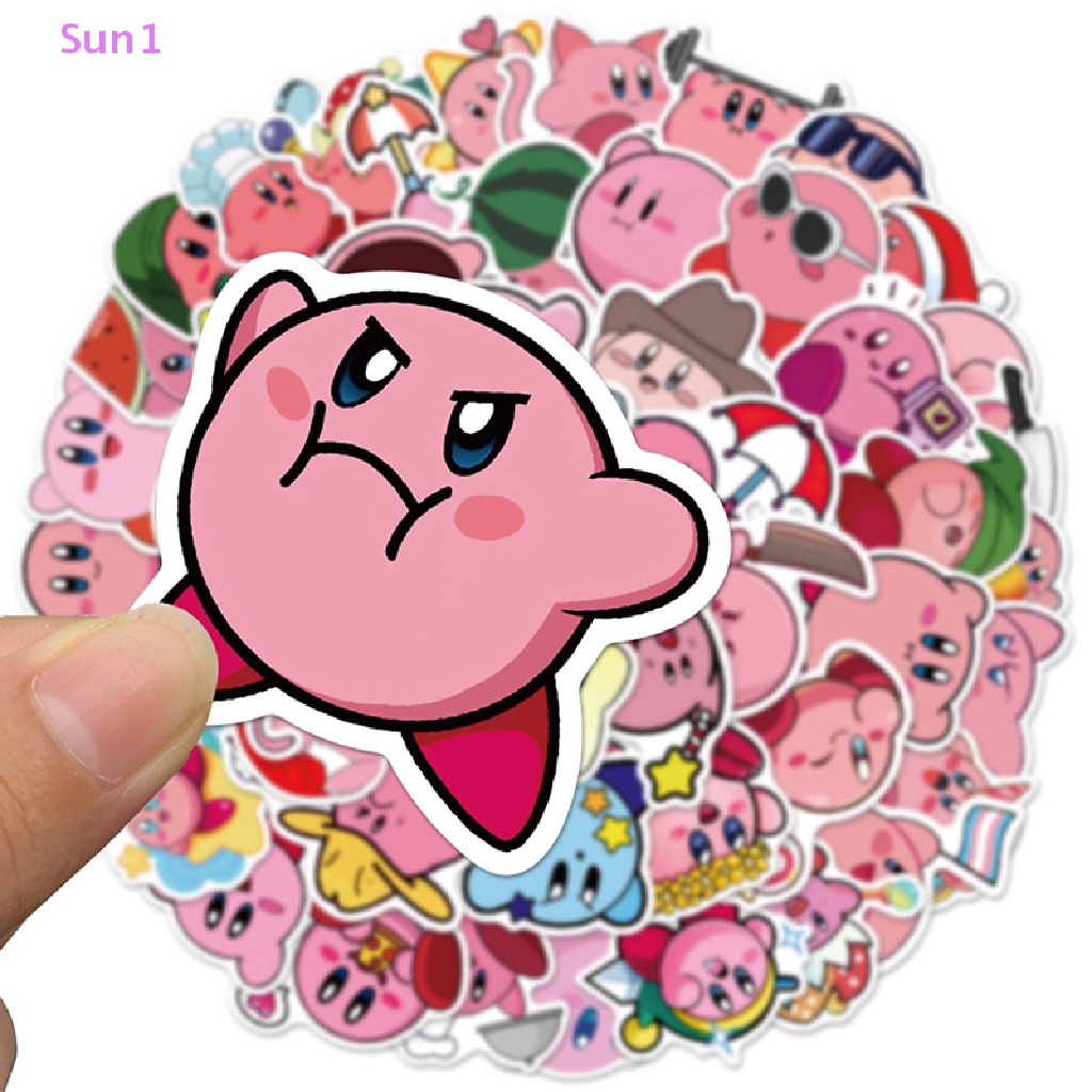 Set 50 Sticker Hoạt Hình Kirby Dán Laptop Guitar Ván Trượt Chống Nước