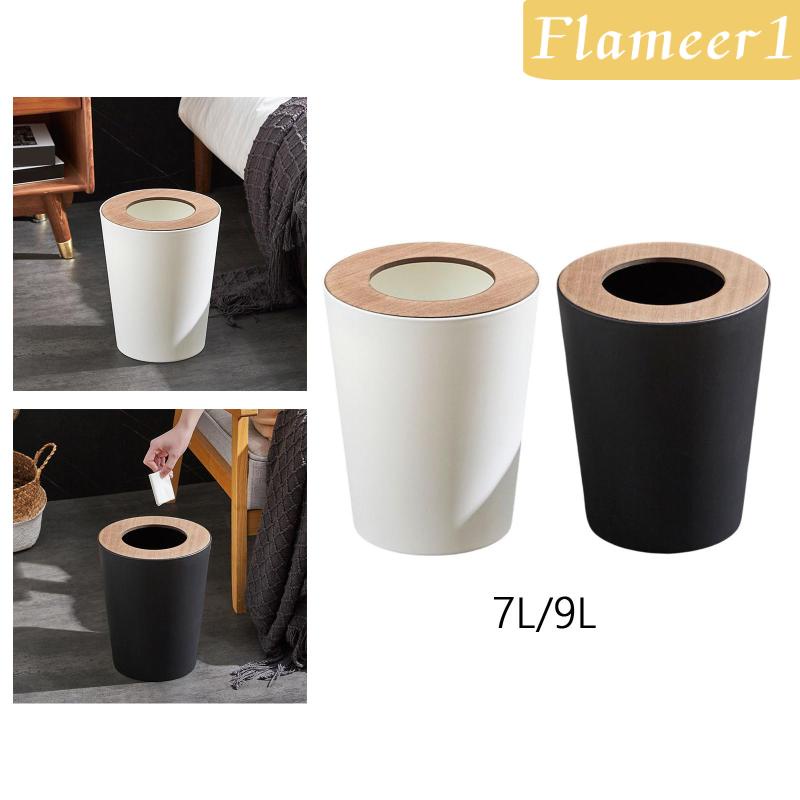 Thùng Đựng Rác Hình Tròn Có Nắp Không Cần Dùng Trong Nhà Vệ Sinh [Flameameer1]
