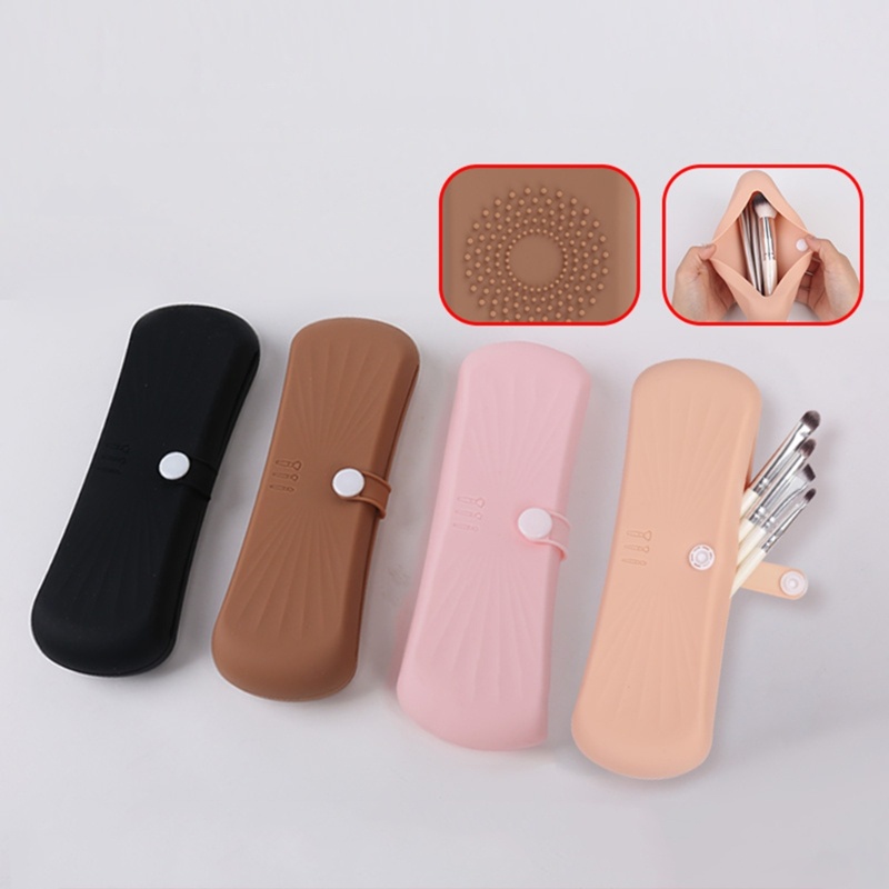 Hộp Đựng Cọ Trang Điểm Bằng Silicone Mềm Nhỏ Gọn Tiện Lợi Dành Cho Đi Du Lịch