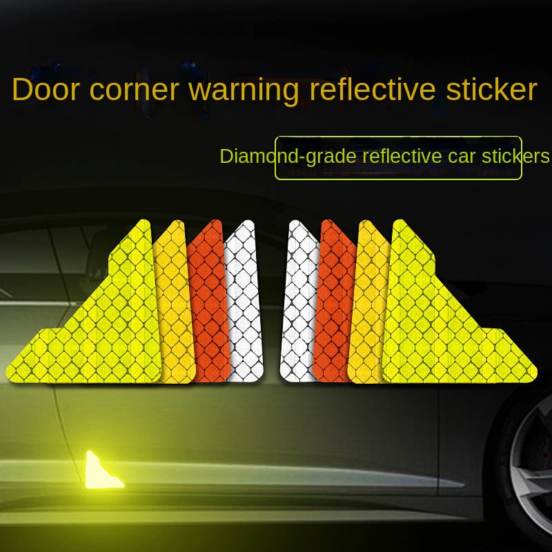 Car Door Corner Protection Reflective Sticker Car Body Side Door Scratch Hidden Car Stickers Personalized Creative Warning Blocking Side Door Decorative Stickers 4FPQ