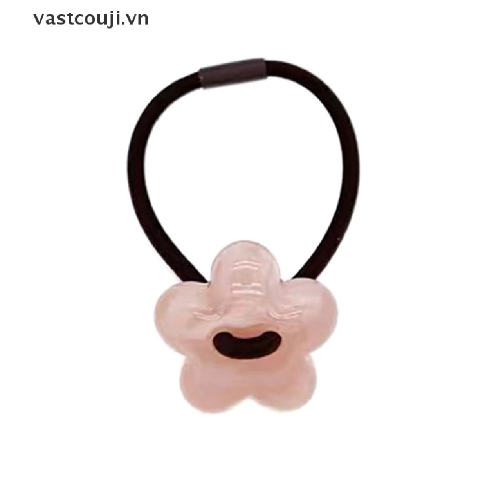 Dây Buộc Tóc Cao Su Co Giãn Đính Hoa Phong Cách Hàn Quốc Cho Nữ