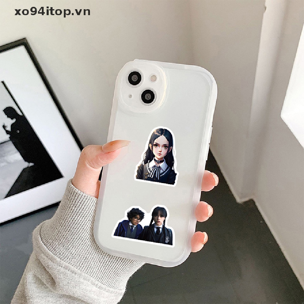 1 Bộ Nhãn Dán Trang Trí Sổ Tay / Va Li Họa Tiết Gia Đình Addams Hoạt Hình DIY