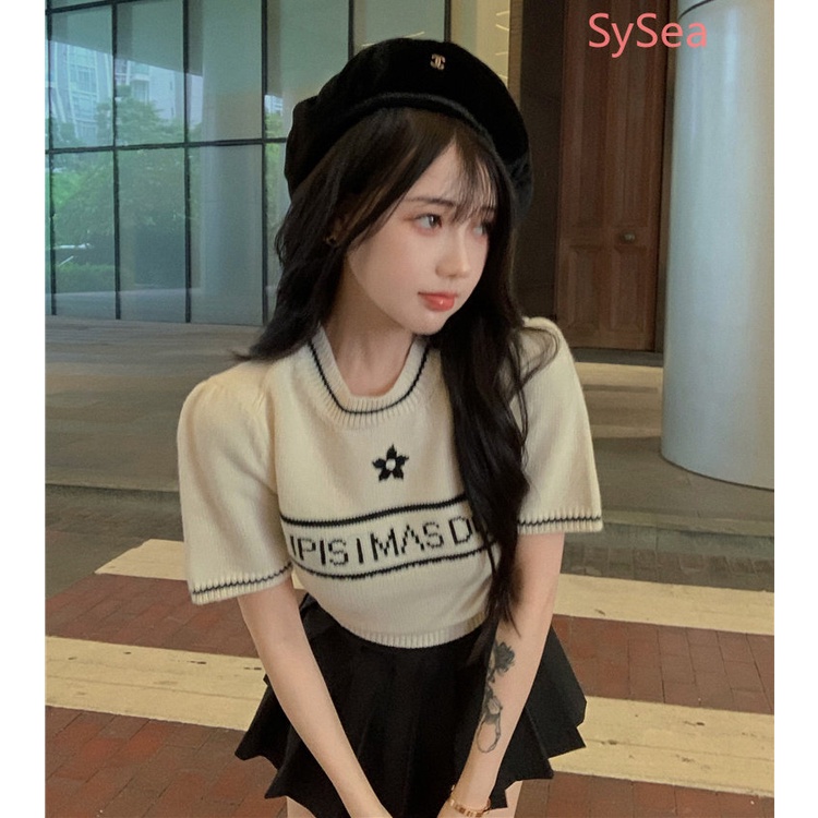 Áo Dệt Kim Thêu Chữ Thời Trang Mùa Hè Cho Nữ