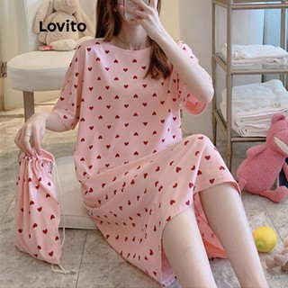 Đầm midi Lovito đơn giản vừa vặn dáng chữ A cổ tròn L04165 màu hồng