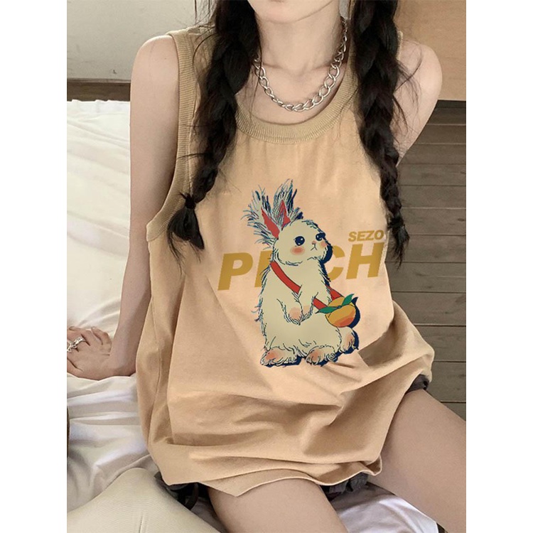 Jiashucheng Áo Thun Không Tay Dáng Rộng Dễ Phối Đồ Thời Trang Cho Nữ