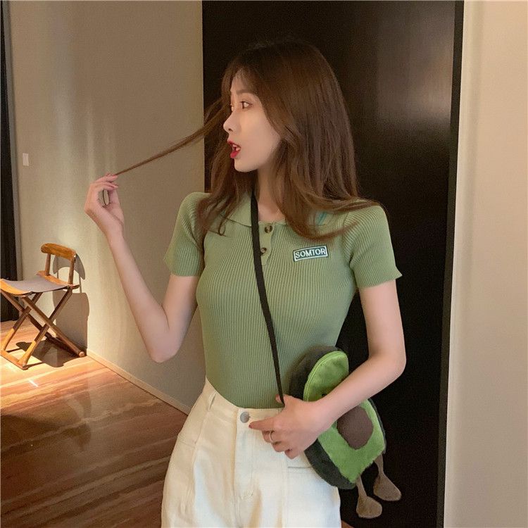 IELGY      Áo Thun Ngắn Tay Ôm Dáng Thời Trang Dành Cho Nữ