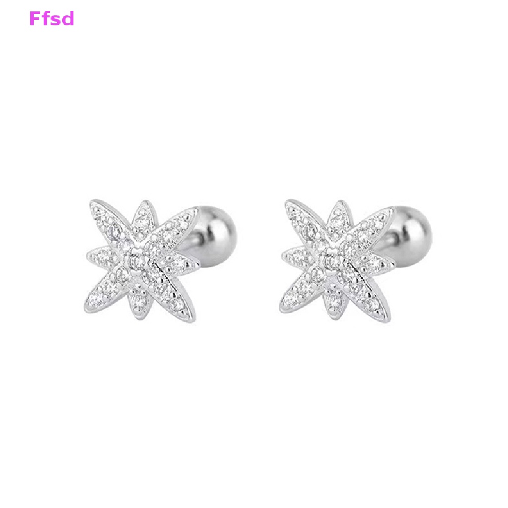 1 Đôi Khuyên Tai Đính Đá Zircon Hình Ngôi Sao Thời Trang Cho Nữ